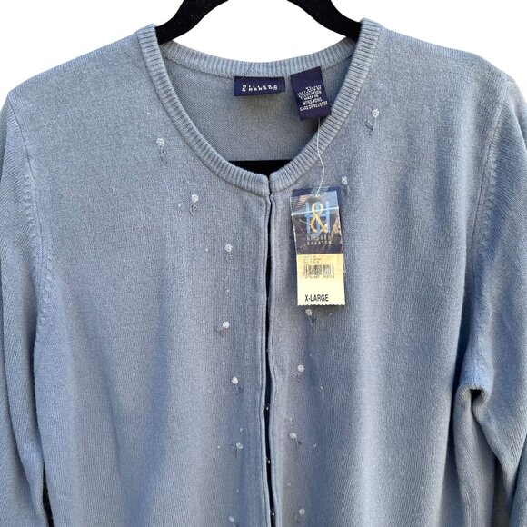 Hillard & Hanson Womens Embroidered Floral Design Beaded Cardigan Sweater New XL - Picture 3 of 10